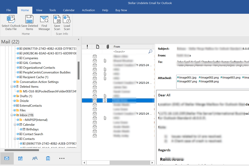 tool will scan and list all the deleted emails
